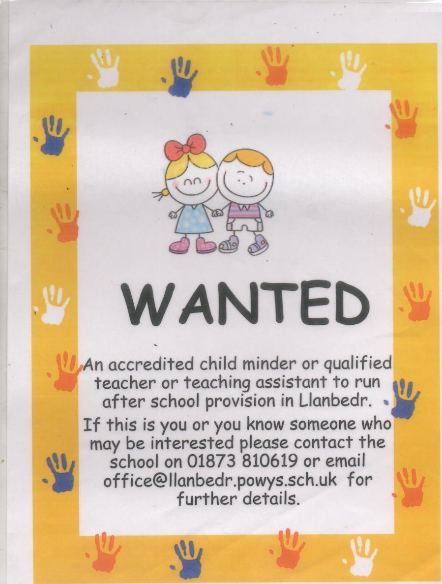 Llanbedr Childminder Advert